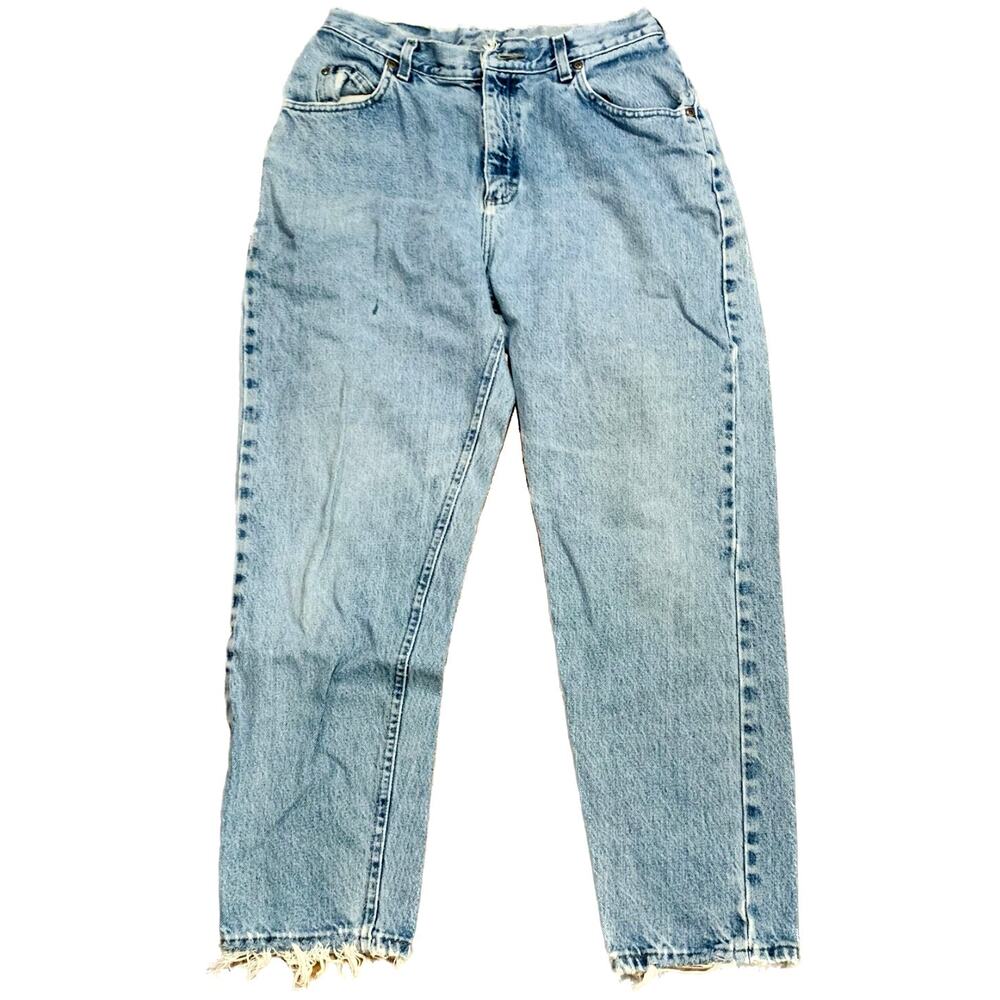Vintage Lee Mom Jeans 31x27.5 Lightwash Tapered Leg Destroyed 5 Pocket 12" Rise